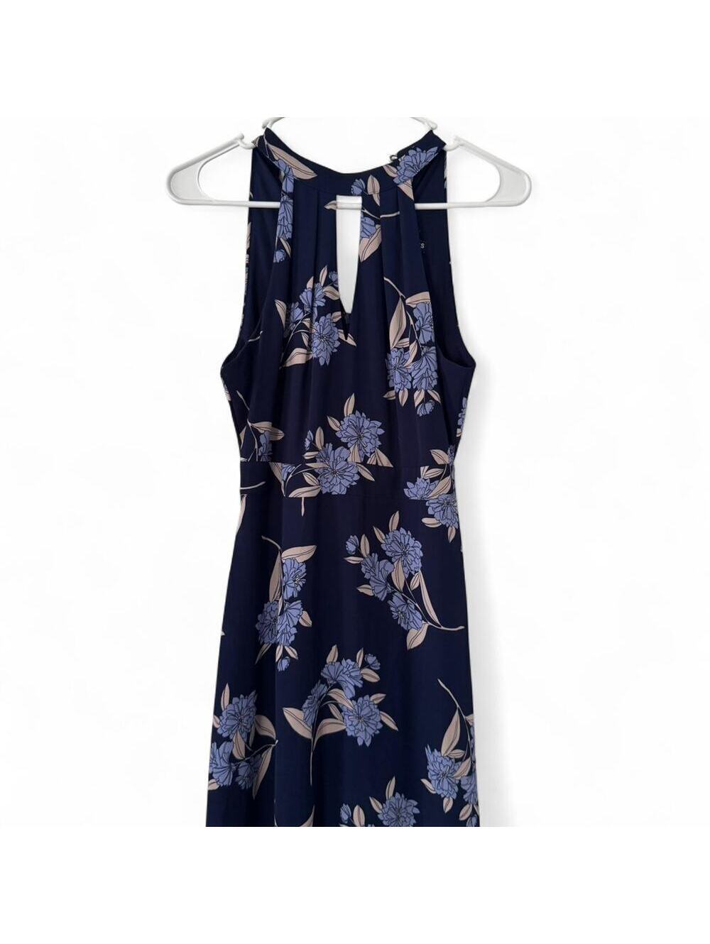 Express Floral Navy Key Hole High Neck Collar Special Occasion Dress Size 0